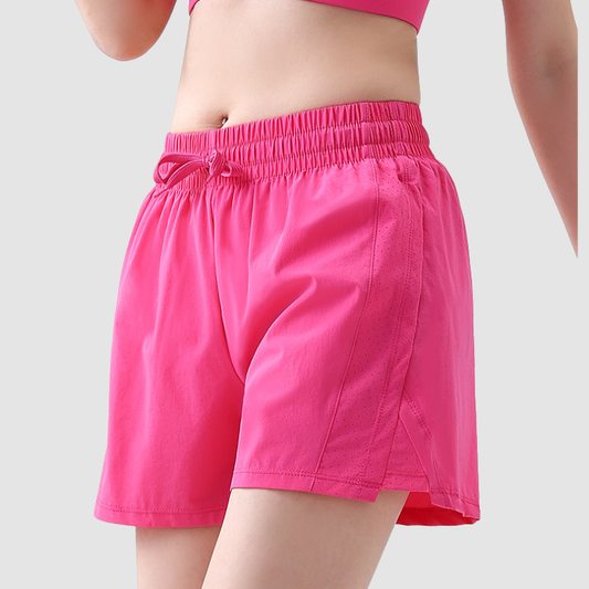 Wholesale Women's Mesh Breathable Ice Silk Anti-Exposure Athletic Shorts – Fake Two-Piece Fitness Shorts