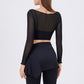 Faux Two-Piece Mesh Off-the-Shoulder Long-Sleeve Top