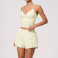 Wholesale Women's Brushed Yoga Set: Halter V-Neck Bra & Shorts – Colorblock Quick-Dry