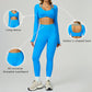 Seamless halter long sleeve top + High-waisted leggings 2-Piece Set