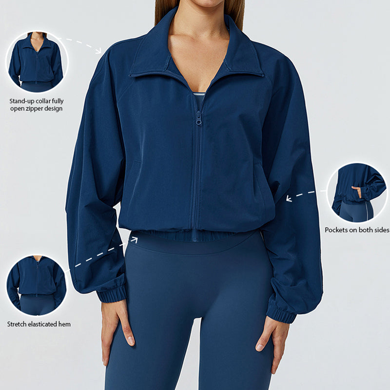 Secado rápido con cremallera completa y chaqueta al aire libre de manga larga