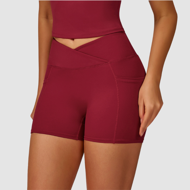 Wholesale women's solid color high-waisted shorts