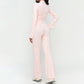 Stand-up collar yoga jacket + nude high-waisted flared pants 2-piece set