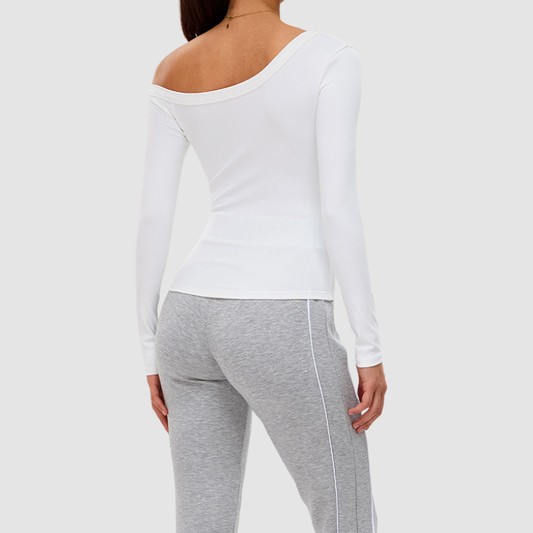 Wholesale Off-Shoulder Long-Sleeve Yoga Top | Wonderxfans bulk activewear