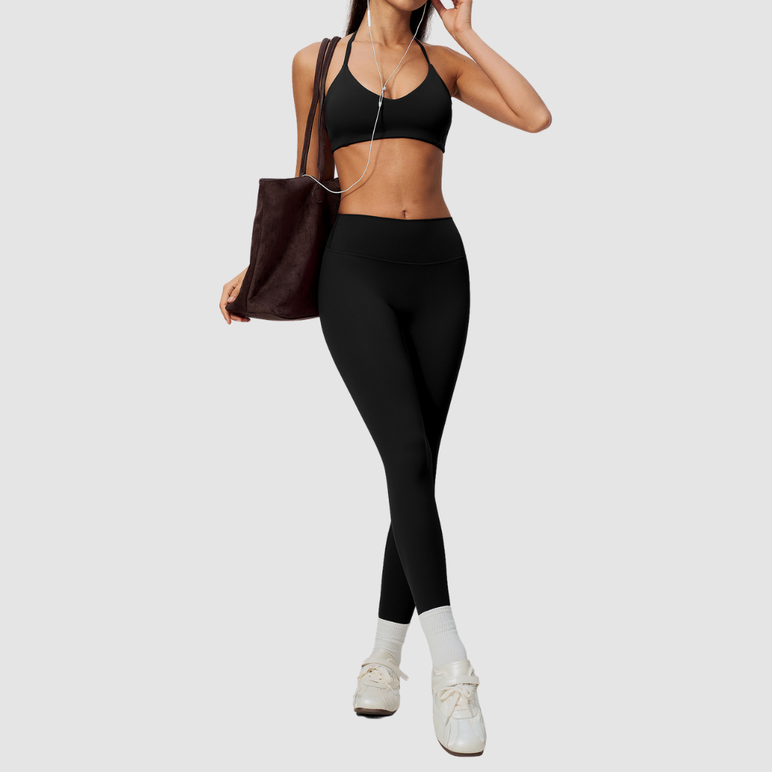 Wholesale Women's Activewear Brushed Padded Bra & Fitted Long-Pants Yoga Set