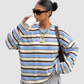 Wholesale Women's Striped  Loose Colorblock Long Sleeve Round-Neck Sweatshirt