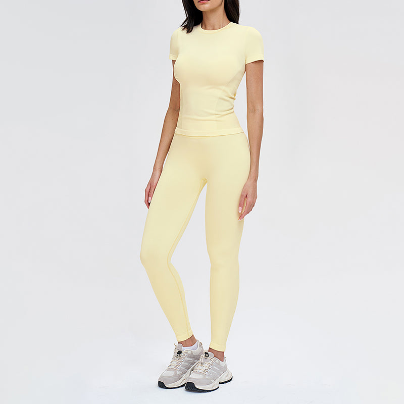 Wholesale solid color round-neck T-shirt + leggings