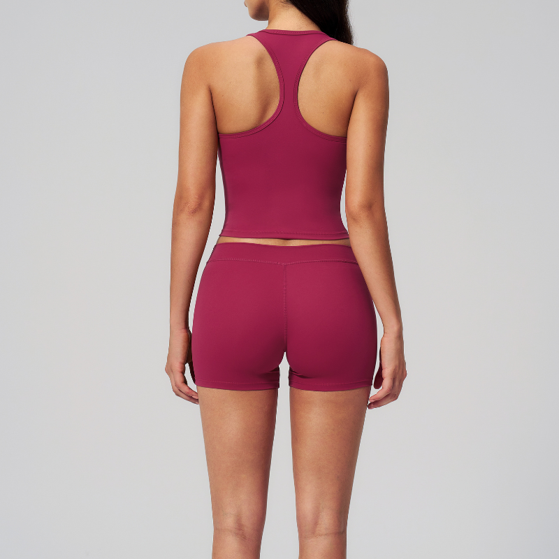 Wholesale Women's I-shape Back Tank Top & Booty-Lift Shorts Set – Seam-Detail Naked-Feel Yoga 2-Piece Set