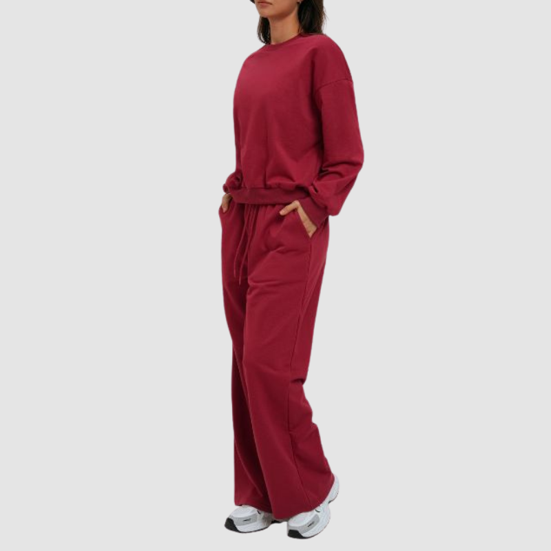 Wholesale loose round neck sweatshirt + loose sweatpants