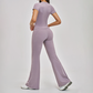 Wholesale Round Neck Short Sleeve Tank Top+High Waist pants 2-piece Set