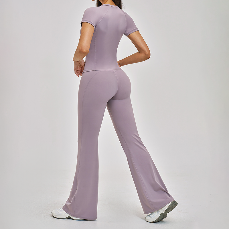 Wholesale Round Neck Short Sleeve Tank Top+High Waist pants 2-piece Set
