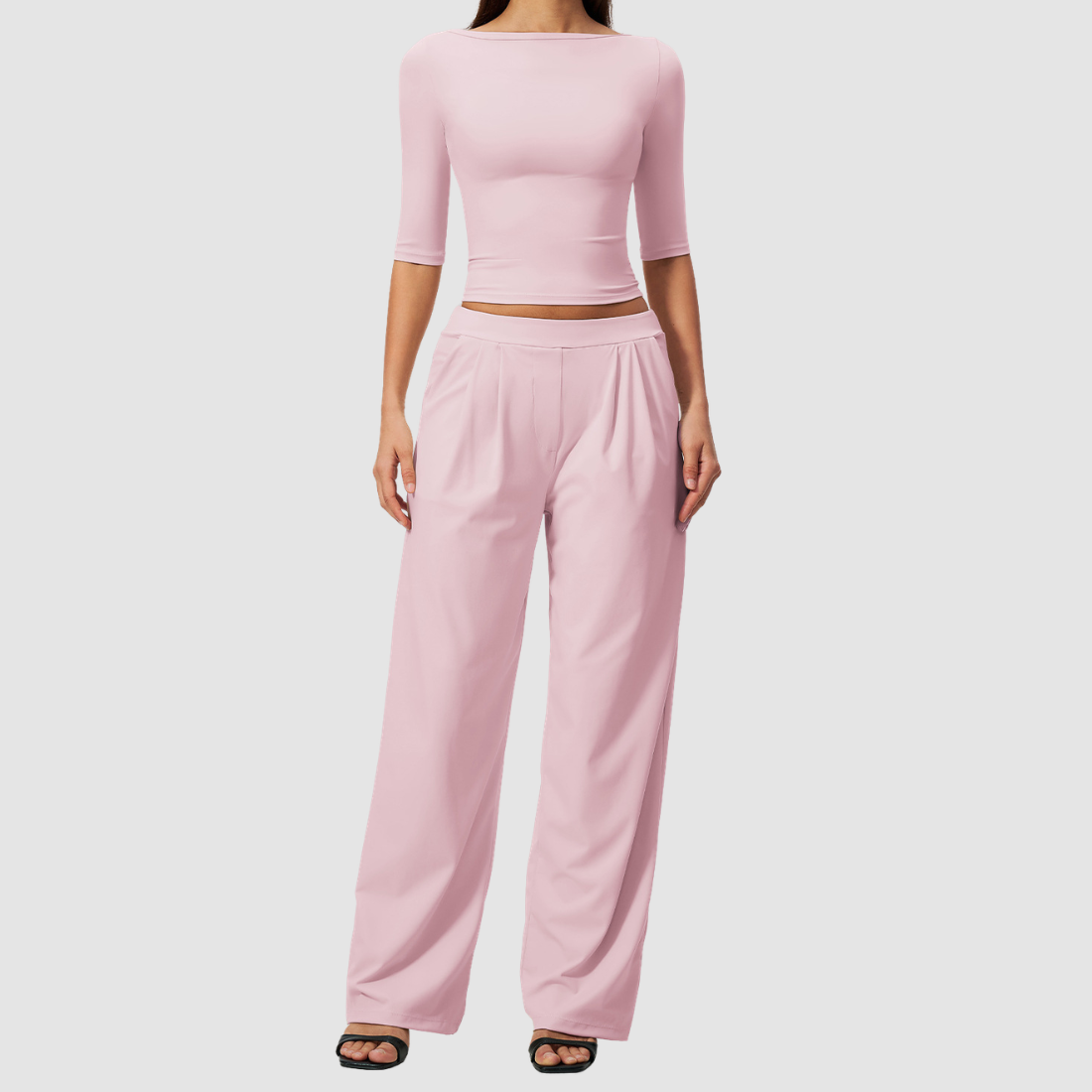 Wholesale Women’s Mid-Sleeve Top & Long Pants Yoga Set