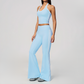Wholesale Women's Bare-Feel Color-Block Tank Top & High waisted flared pants Set