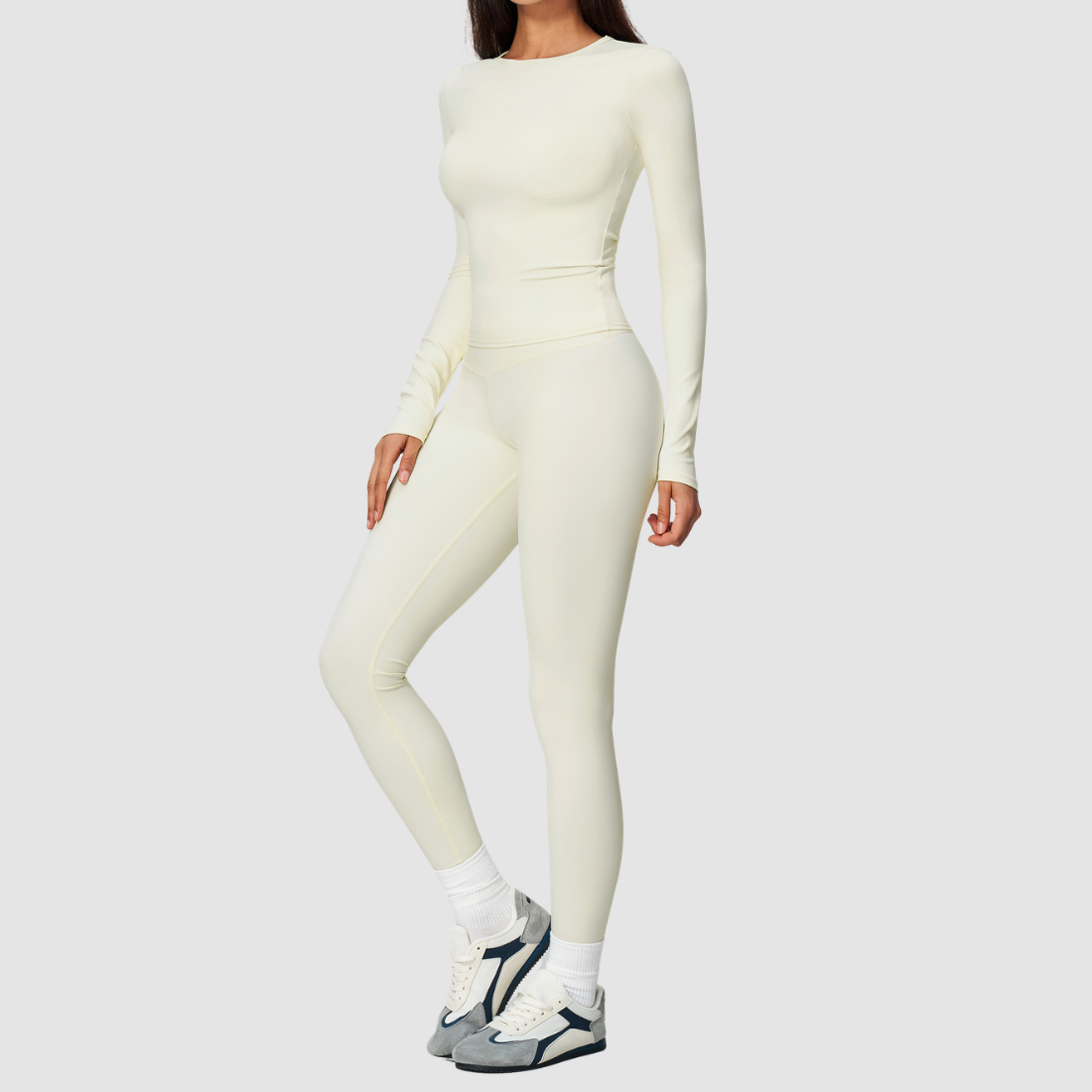 Wholesale Women's Nylon Spandex Activewear Set – Long Sleeve Tops & Leggings