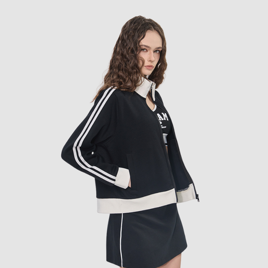 Wholesale Zippered contrasting stand up collar | Wonderxfans bulk activewear