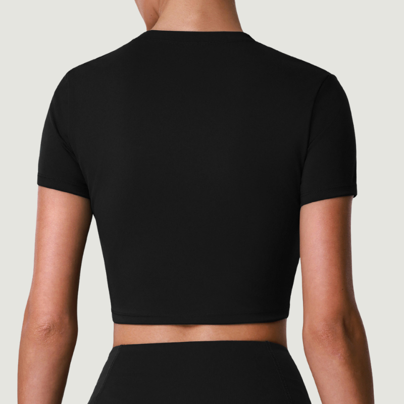 Wholesale Women's Quick-Dry Fitted Short Sleeve Crop Top – Breathable Workout Gym Activewear