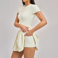Solid Half Zipper Pleated Anti-Exposure Tennis Dress