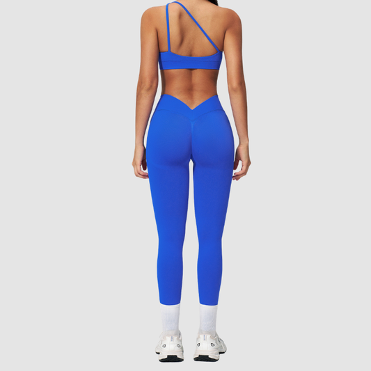 Wholesale Seamless One-Shoulder Sports Bra & High-Waist Leggings Set – Quick-Dry Yoga 2-Piece