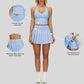 Removable Bra Pad Tank top+Anti-exposure design pleated skirt 2-piece set