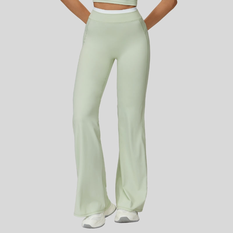 Contrast-colored sport slightly flared pants