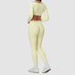 Wholesale Women's Brushed Long-Sleeve Top + Leggings Sports Set