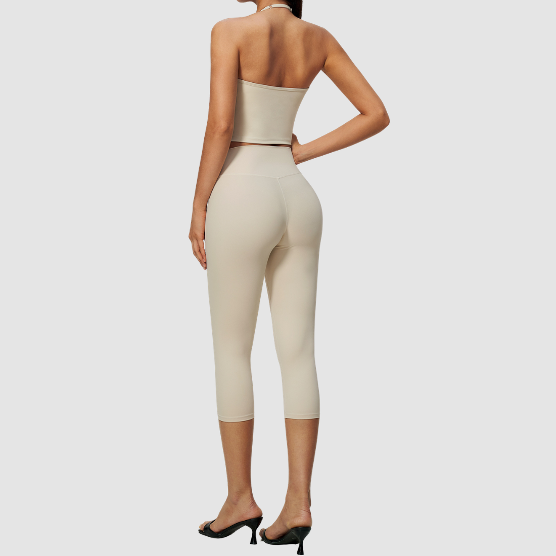 WholesaleWomen's Activewear Brushed Padded Tank & Fitted Capri-Pants Yoga Set