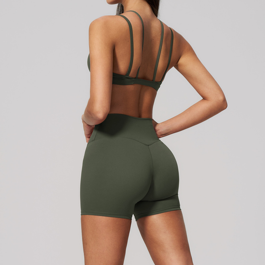 Wholesale Wholesale Triangle Cup Yoga Set – Naked-Feel Seamless Bra+ Fitness Shorts