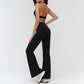 Halterneck backless bra + Flared pants 2-piece set