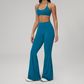 Wholesale Seam-Detail Sports Bra & High-Waist Flare Leggings Set – Brushed Yoga 2-Piece