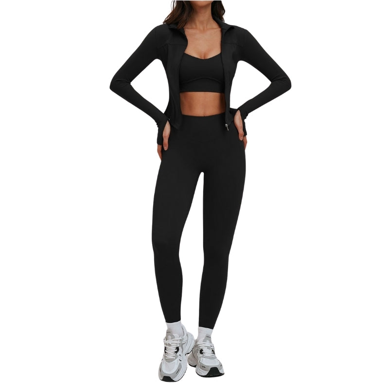 Wholesale removable padded bra + leggings + jacket