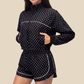 Wholesale Women's Activewear Stand-Collar Zip Jacket & Hip-Lift Shorts Two-Piece Set