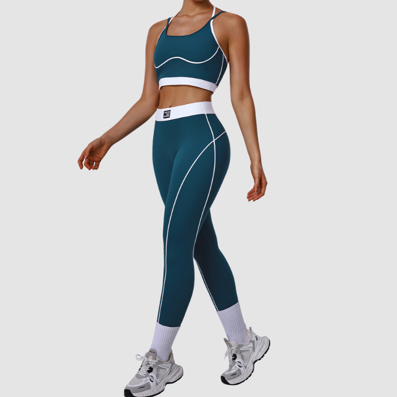 Wholesale Double-Strap Halter Neck Bra + Solid Color High-Waisted Leggings