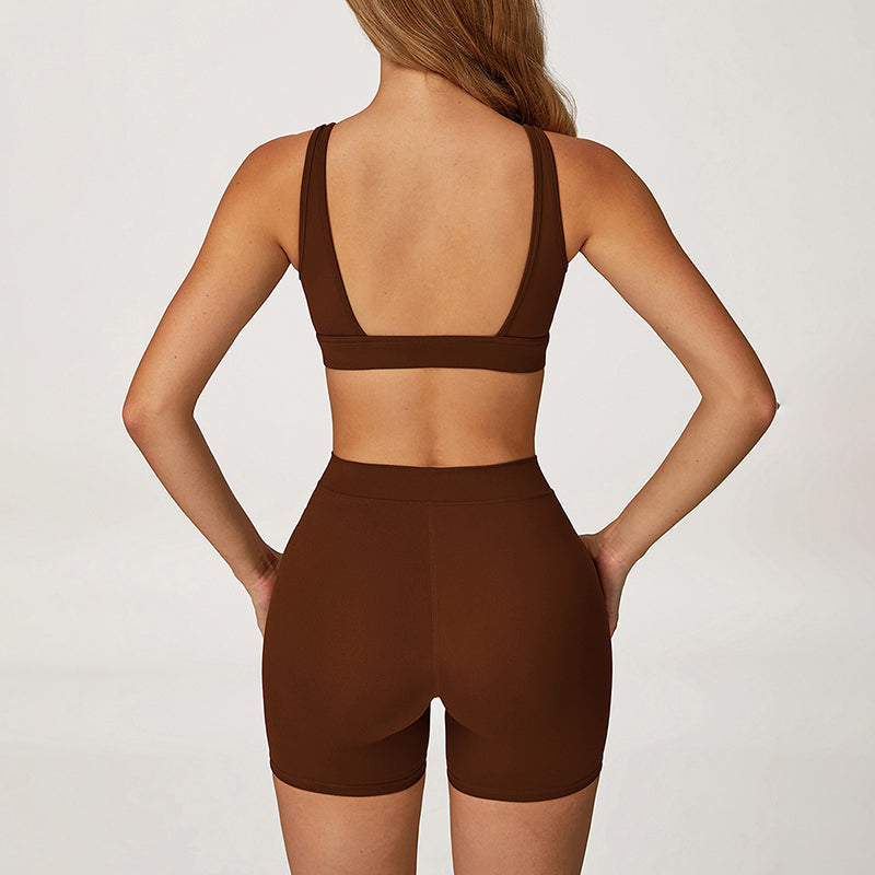 Triangle Cup Sports Bra + Butt-Lifting Shorts 2-Piece Set