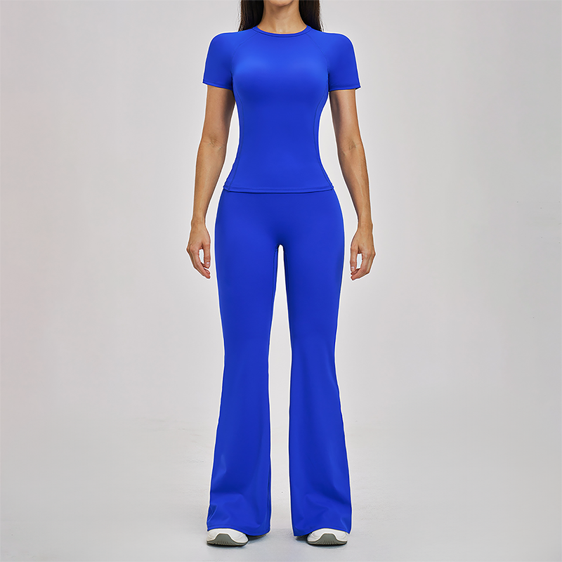 Wholesale Round Neck Short Sleeve Tank Top+High Waist pants 2-piece Set