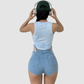 Wholesale High Waist Butt-Lifting Denim Yoga Shorts
