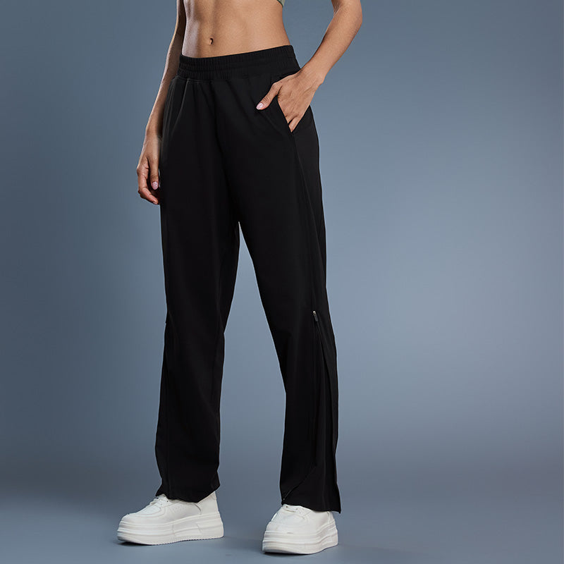 Breathable zippered casual sports pants