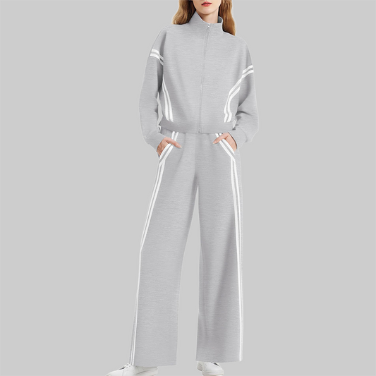 Wholesale Women's Side Stripe Long Sleeve Sweatshirt & Jogger Pants Set