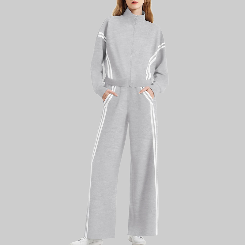 Wholesale Women's Side Stripe Long Sleeve Sweatshirt & Jogger Pants Set