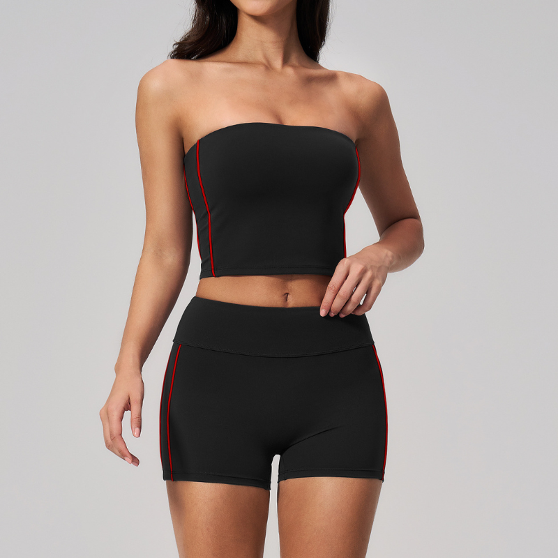 Wholesale Women's Brushed Short Sleeve Crop Top & Mid-Length Leggings Set – Padded Yoga Fitness 2-Piece