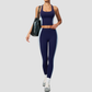 Wholesale Women's Colorblock Bare-Feel Yoga Set Tank Top & Leggings w/ Chest Pad