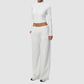 Wholesale Women's Activewear Cotton Stand-Collar Zip-Up Jacket & Wide-Leg Pants Warm Set