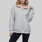 Loose long sleeved Half Zip Stand Collar Fleece Sweatshirt