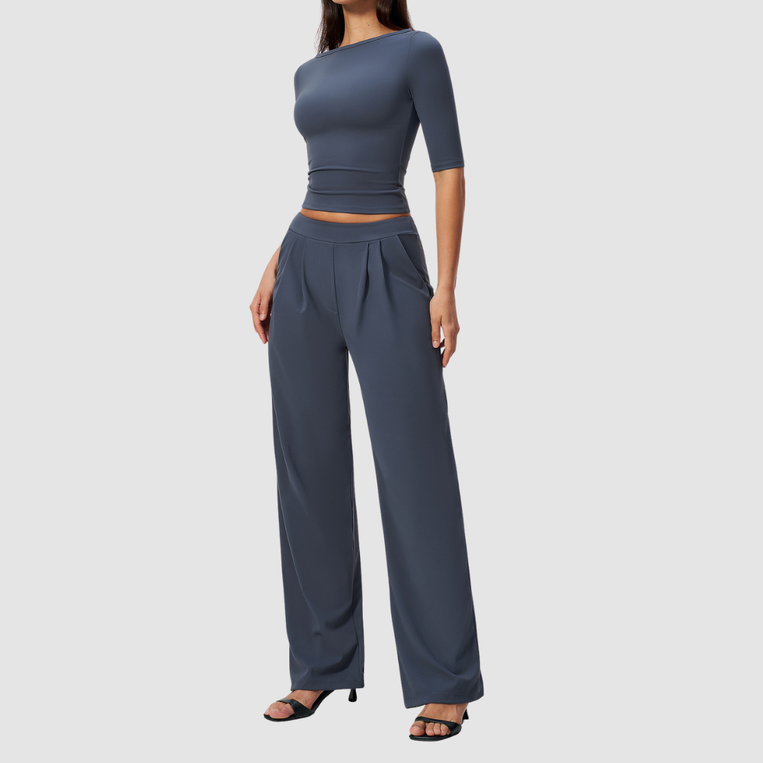 Wholesale Women’s Mid-Sleeve Top & Long Pants Yoga Set