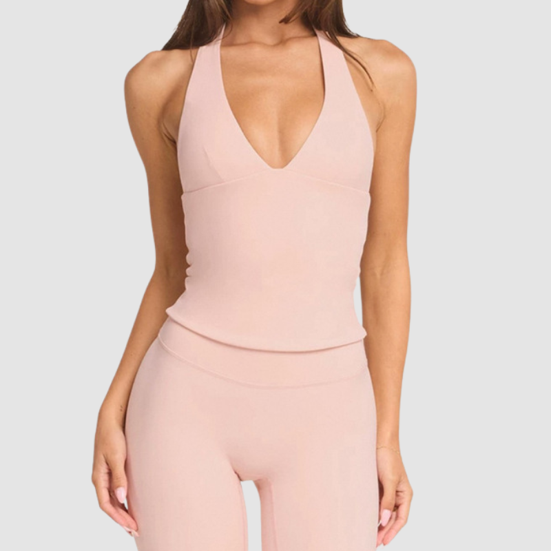 Wholesale V-neck halter neck nude quick drying sports top