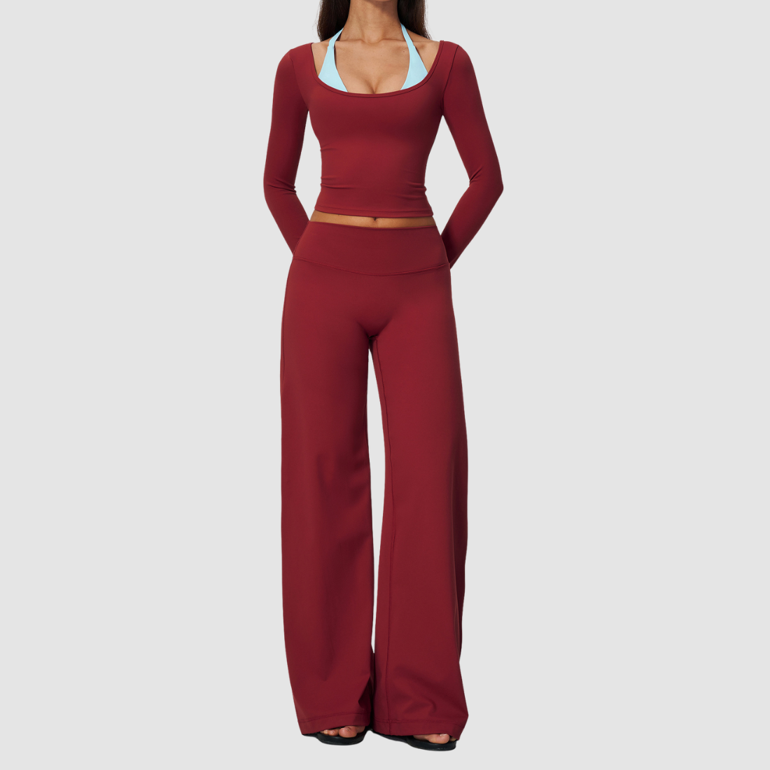 Wholesale Women’s Long-Sleeve & Wide-Leg Yoga Pants Set