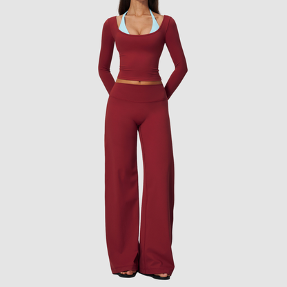 Wholesale Women’s Long-Sleeve & Wide-Leg Yoga Pants Set