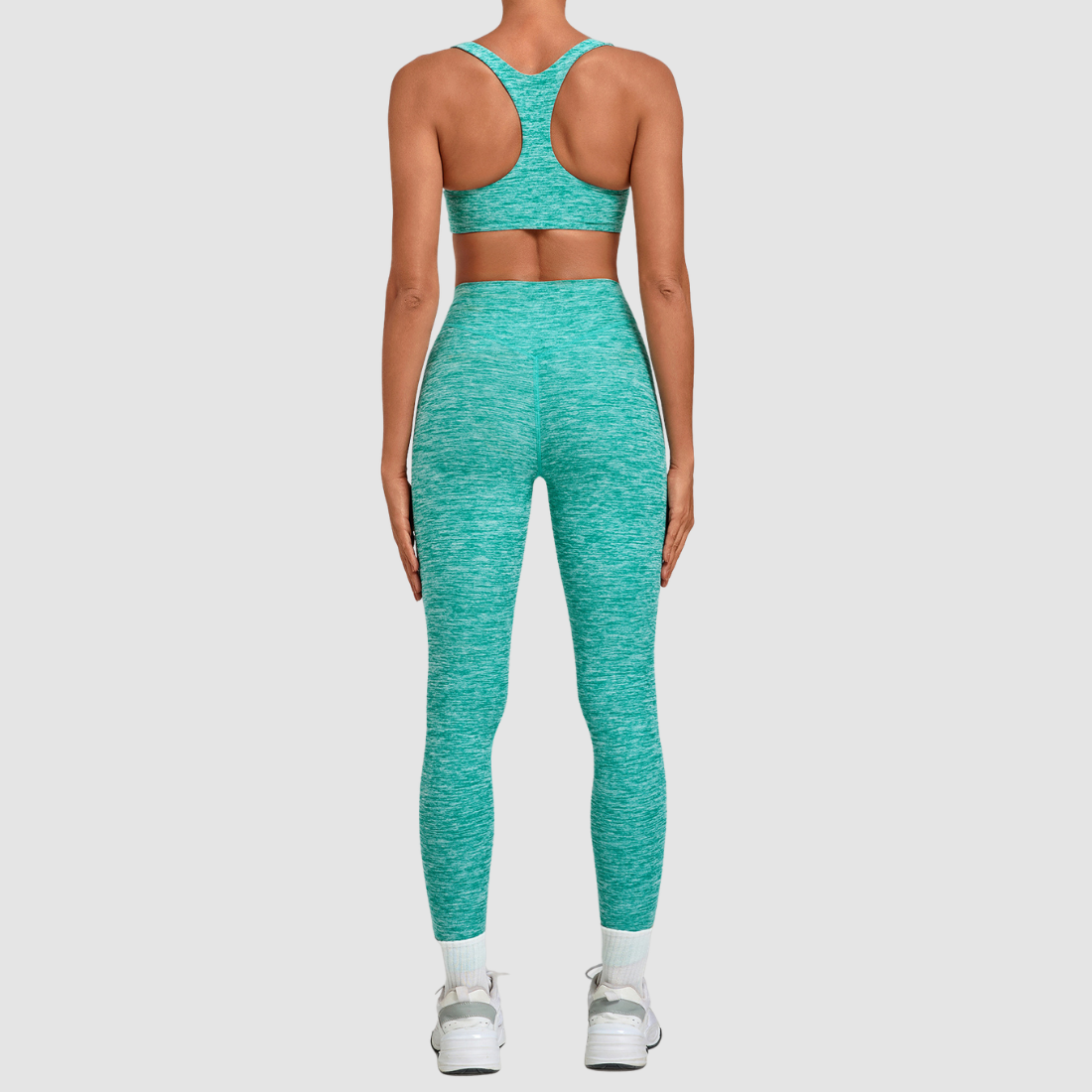 [Wholesale Women’s Ruched Sports Bra & High-Waist Leggings Yoga Set – 9291+1567]