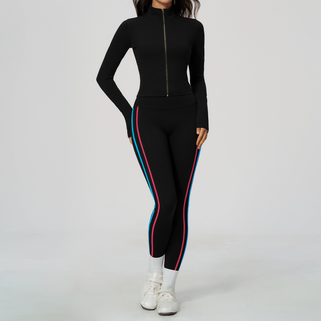 Wholesale Women's Stand-Collar Jacket & Jogger Pants Yoga Set