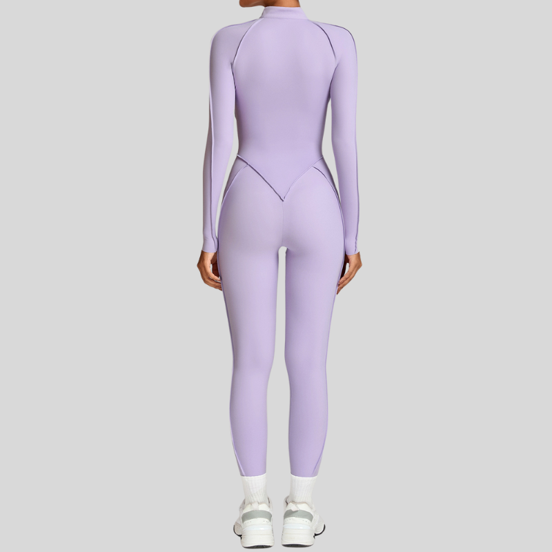 Stand-up collar zipper jumpuit