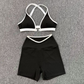 Wholesale Colorblock Detachable Hem Yoga Set Sports Bra & Short – Quick-Dry Activewear